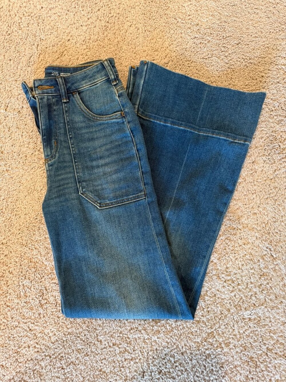 Pilcro Anthropologie High Rise Wide Leg Jeans 25 Patch Pocket